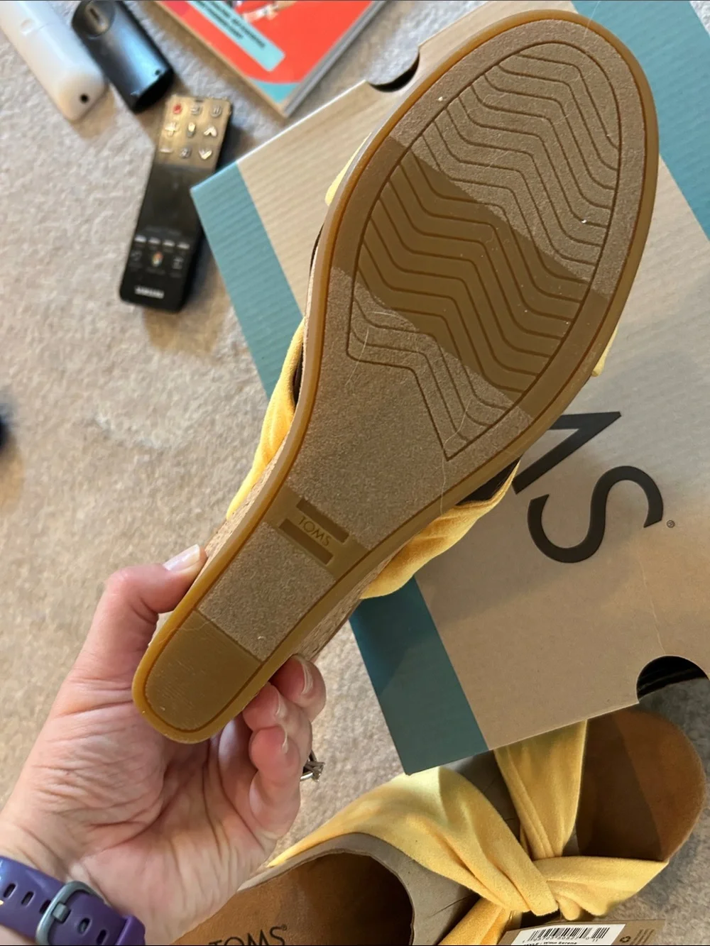 Toms Yellow Twist-Knot Slide Sandals